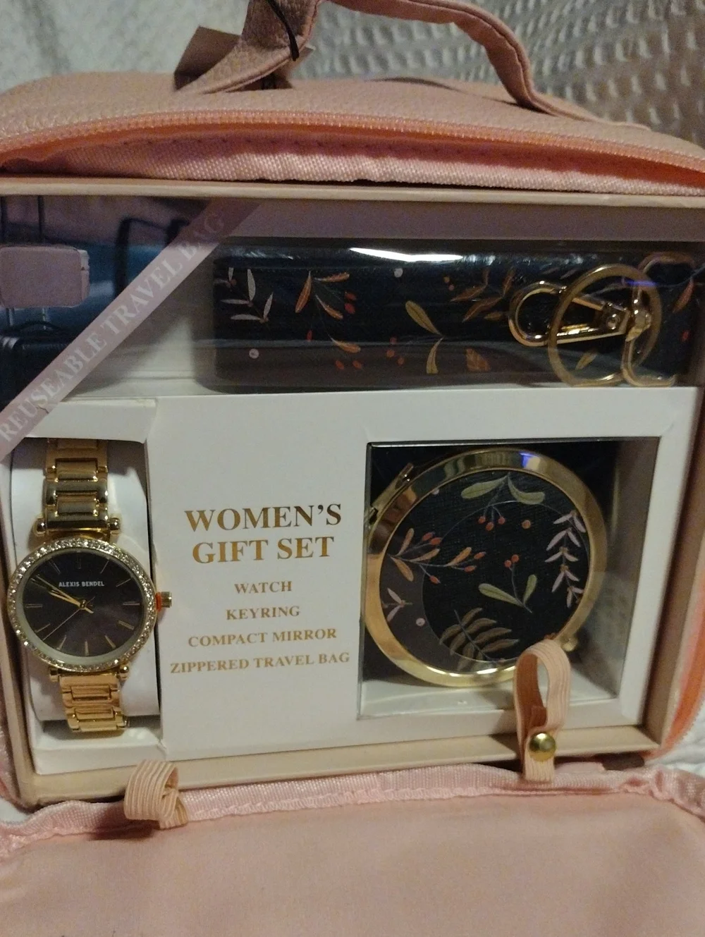Alexis Bendel Gift Set; Watch, Keyring, Compact Mirror And Travel Case $125 NWT